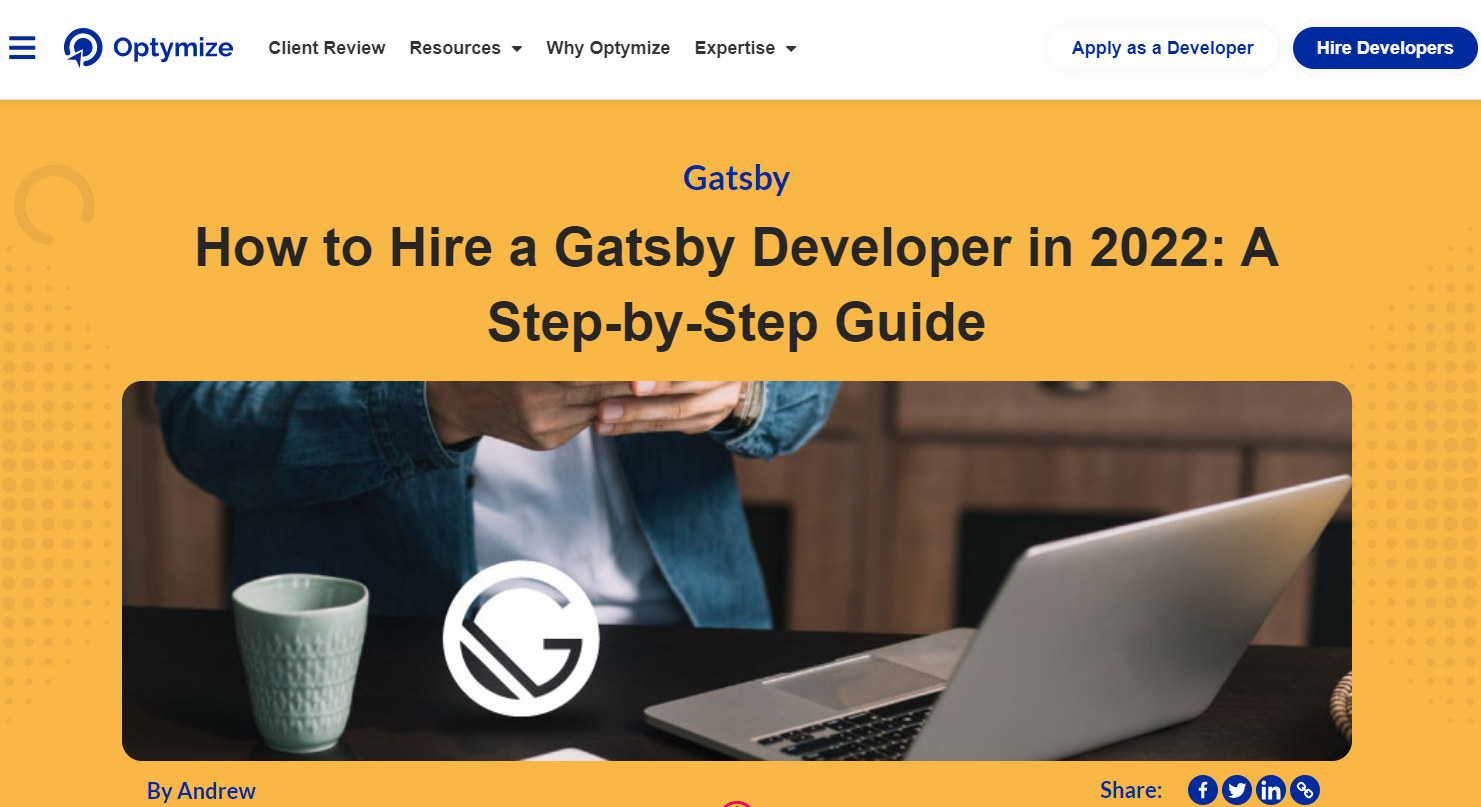 Optimize.io - Connects Clients with Skilled Gatsby Developers. Top 3% Pre-Vetted Developers within 48 Hours
