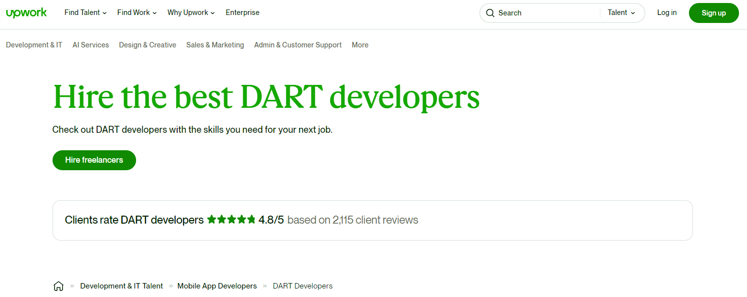 Upwork - Connecting You with Top Dart Developers Across Various Projects