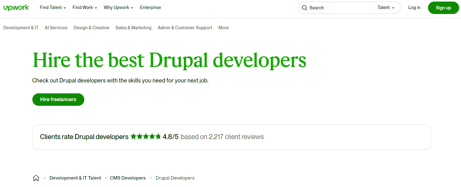 Upwork - Your Gateway to Global Drupal Brilliance with 27 Best Freelance Developers