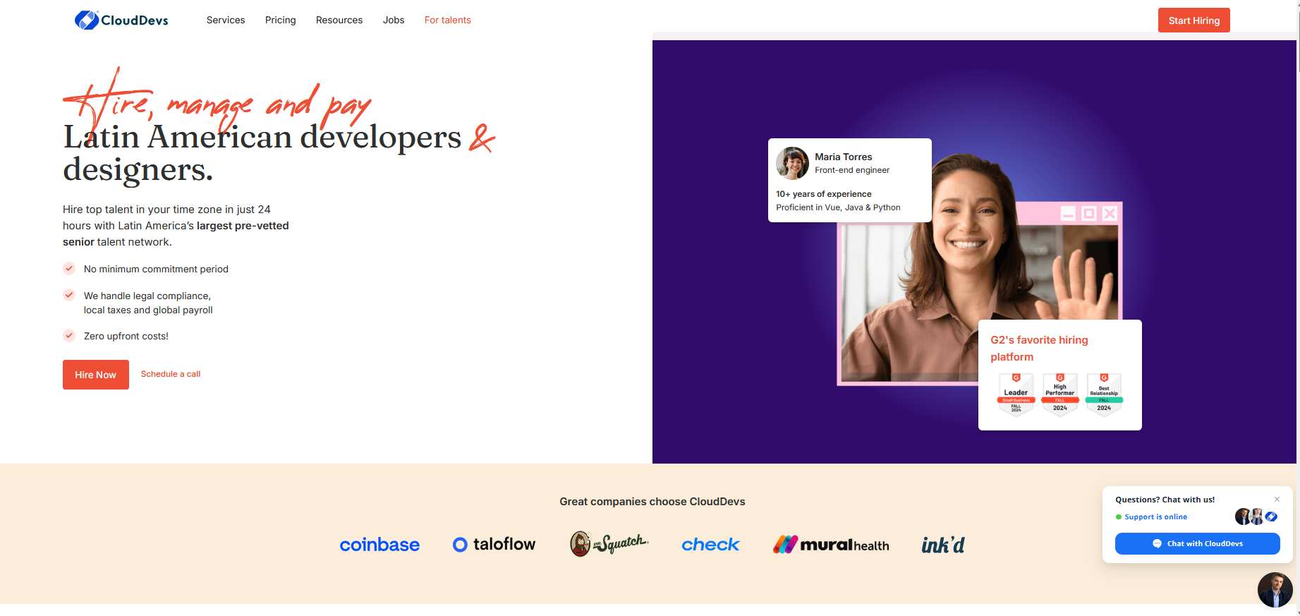 Clouddevs home page