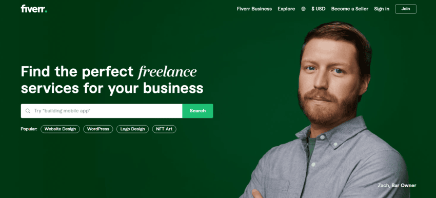 fiverr home page